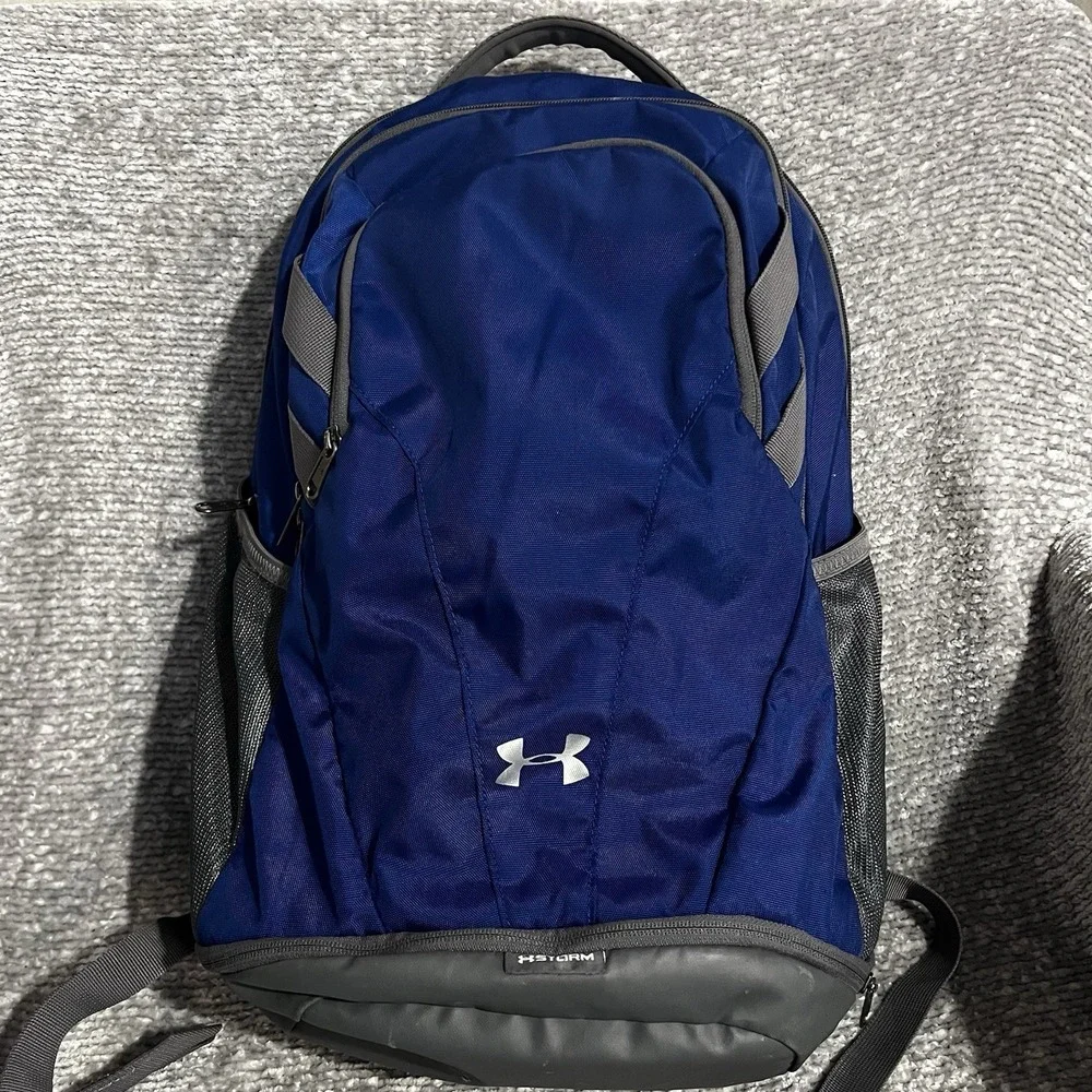 Under Armour UA Storm Backpack Blue Gray Shoe Compartment Laptop Book Bag